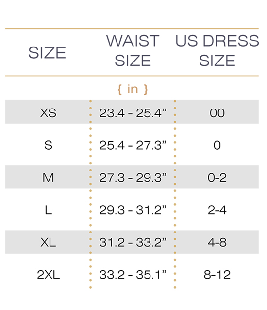 And Shapewear Size Chart