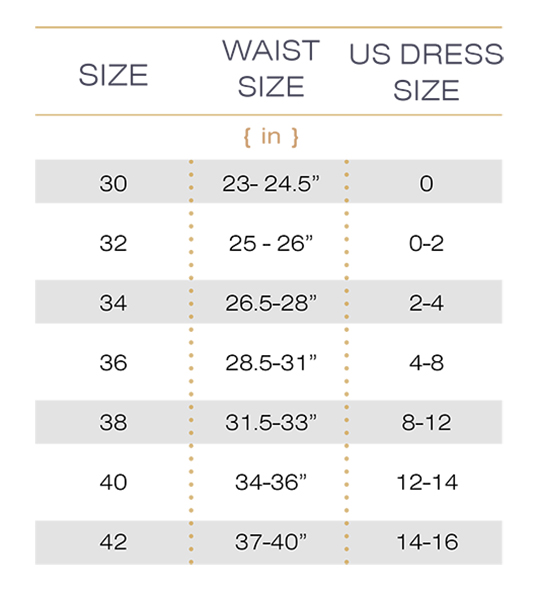 Chery Waist Trainer Size Chart