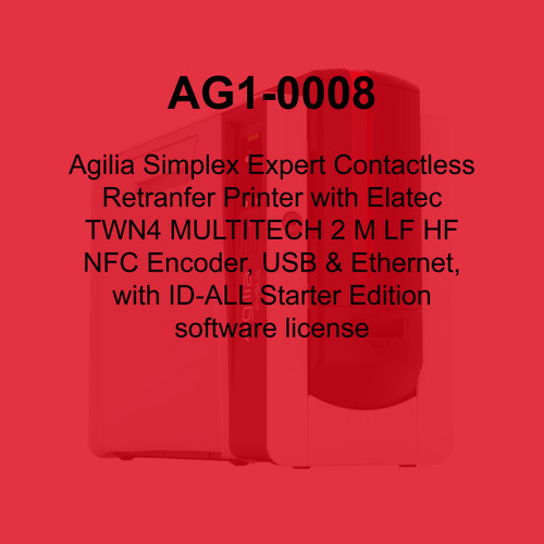 Evolis Agilia Expert Smart and Contactless Single-Sided Retransfer ID Card Printer - AG1-0008