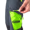 Clogger Grey/Green Zero Chainsaw Trousers Cell Phone Pocket Zip Pull View
