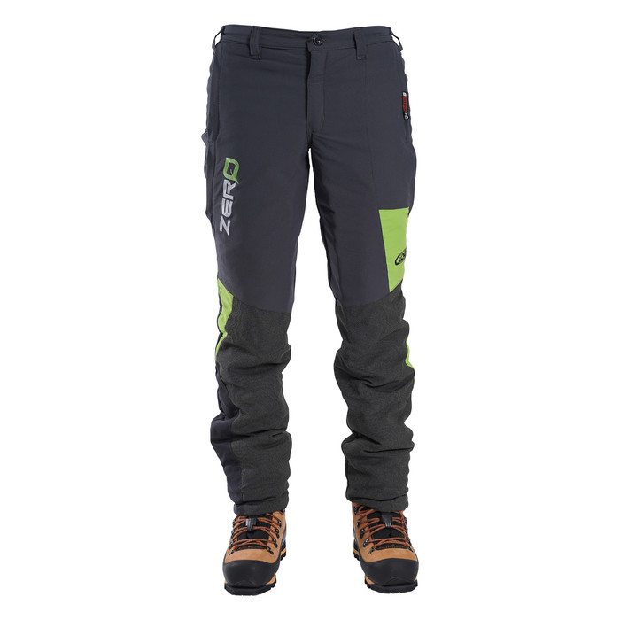 Clogger Grey/Green Zero Chainsaw Trousers Front