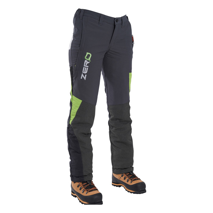 Clogger Grey/Green Zero Women's Chainsaw Trousers Side