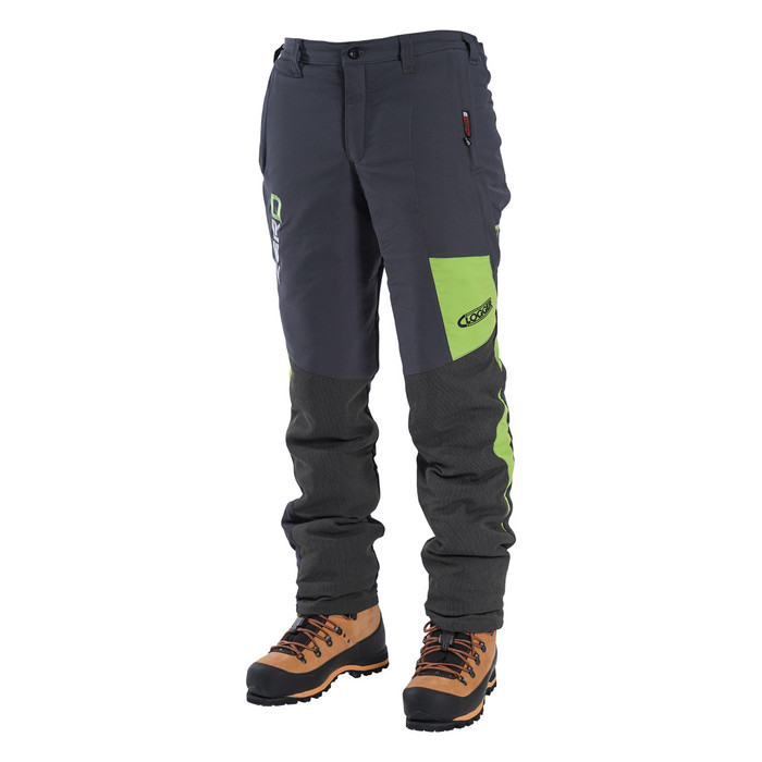 Clogger Grey/Green Zero Chainsaw Trousers Side
