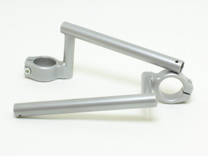 HeliBars Honda VFR 800 Clip On bars. Steel powder coated silver. HeliBars Honda VFR 800 Clip On bars. Steel powder coated silver.