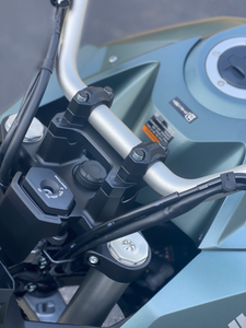 Tour Performance offset riser installed on Suzuki V-Strom 800 DL800 Tour Performance offset riser installed on Suzuki V-Strom 800 DL800