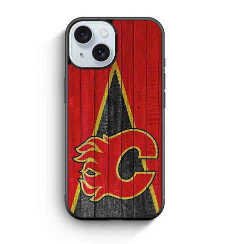 Calgary Flames Wooden Pattern iPhone 15 Case