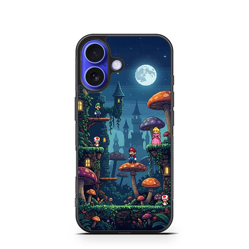 Mario Mushroom Night Castle iPhone 16 Case