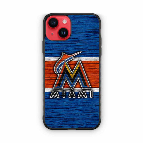 Miami Marlins Wooden Pattern iPhone 14 Case