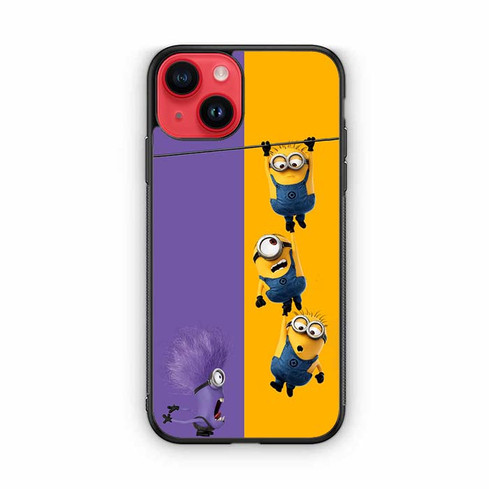 Minions and one purple evil minion. iPhone 14 Case
