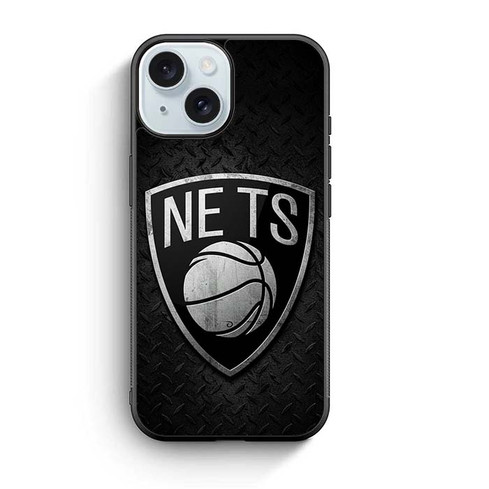 Brooklyn Nets Metal Pattern iPhone 15 Case