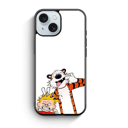 Calvin and Hobbes Making Faces iPhone 15 Case