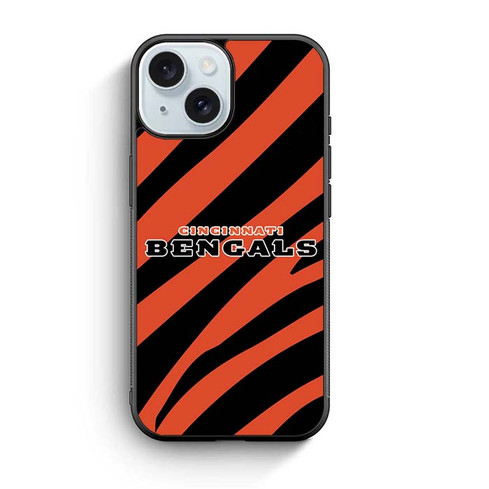 Cincinnati Bengals Tiger Pattern iPhone 15 Case