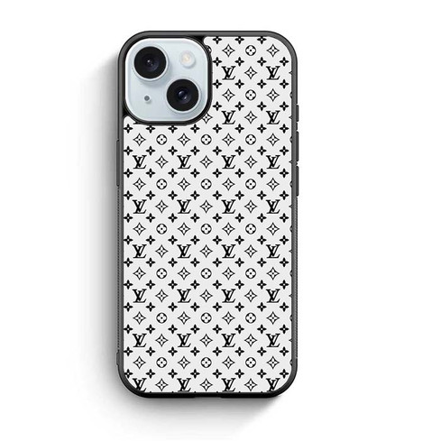 Louis Vuitton White Pattern iPhone 15 Case