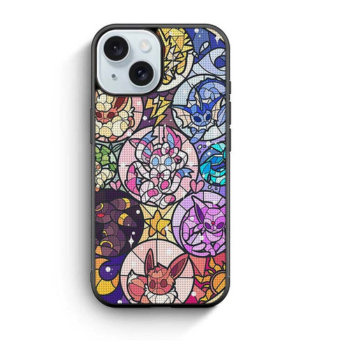 Pokemon Stained Glass Look iPhone 15 Case
