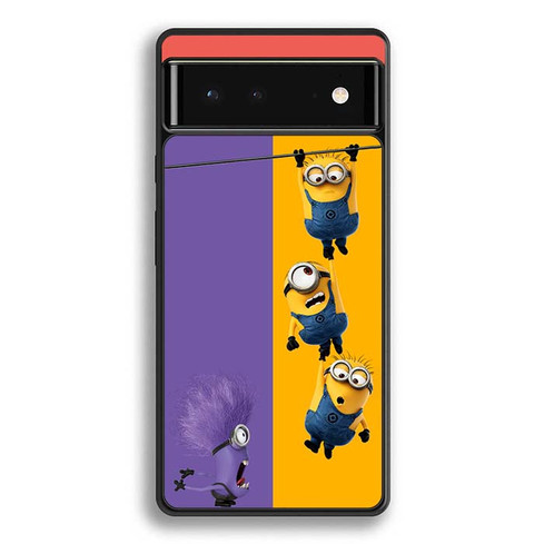 Minions and one purple evil minion. Google Pixel 6 Case