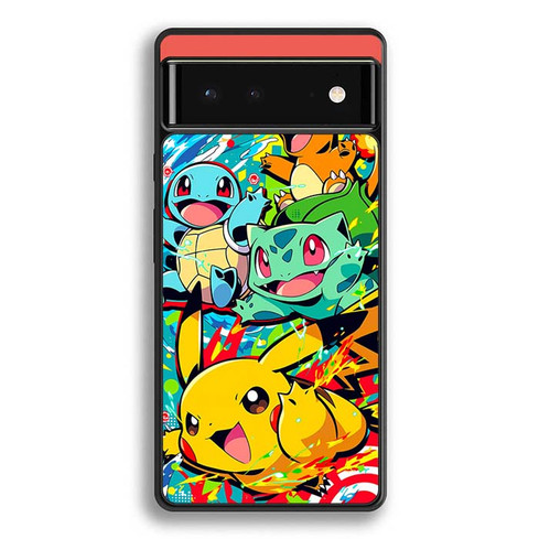 Pokemon Bulbasaur Charmander Squirtl and  Pikachu Google Pixel 6 Case