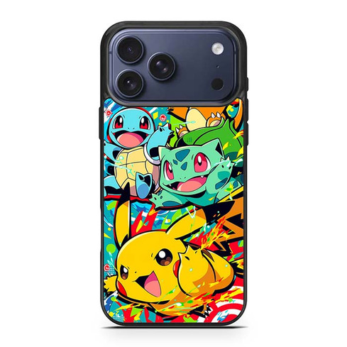 Pokemon Bulbasaur Charmander Squirtl and  Pikachu iPhone 17 Pro Max Case