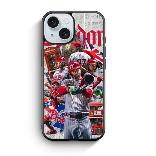 Philadelphia Phillies Bryce Harper Aaron Nola and Kyle Schwarber iPhone 15 Case