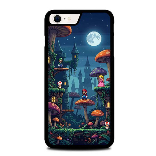 Mario Mushroom Night Castle iPhone SE 2022 Case