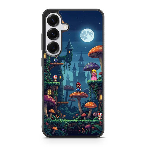 Mario Mushroom Night Castle Samsung Galaxy S25 Case
