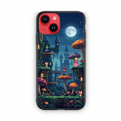 Mario Mushroom Night Castle iPhone 14 Case