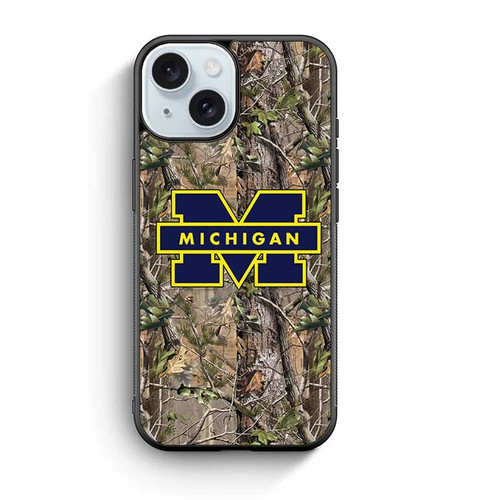 Michigan Wolverines Camouflage iPhone 15 Case