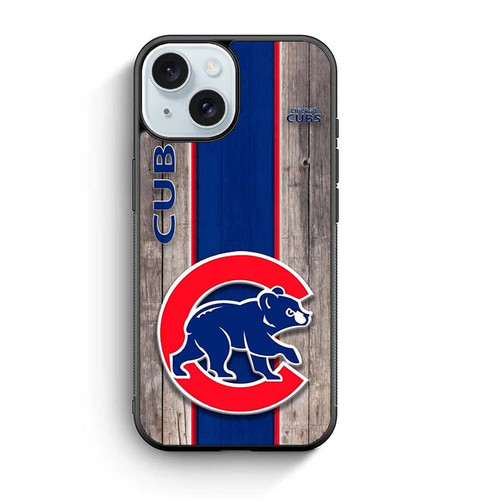 Chicago Cub Cubbie Blue and Red Wood iPhone 15 Case