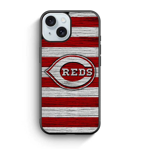 Cincinnati Reds Wooden Pattern iPhone 15 Case