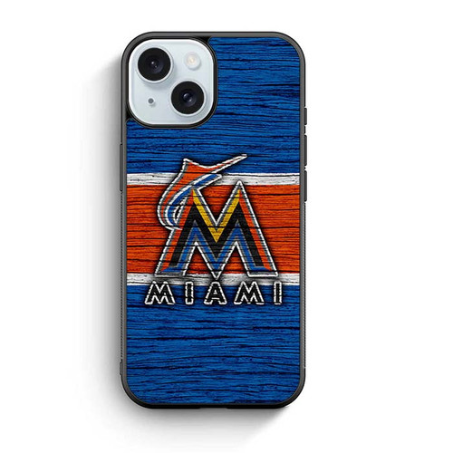 Miami Marlins Wooden Pattern iPhone 15 Case
