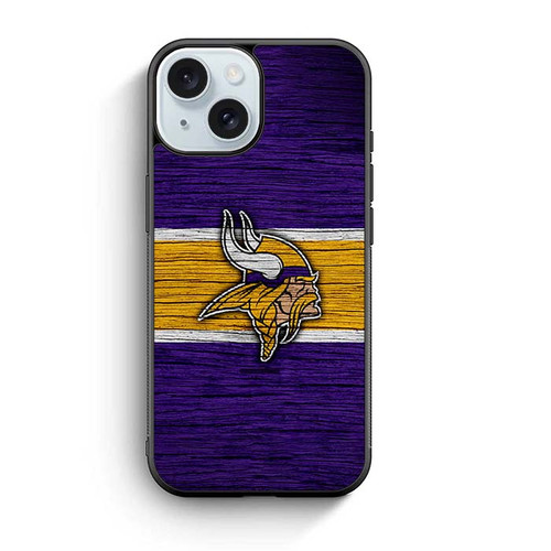 Minnesota Vikings Wooden Pattern iPhone 15 Case