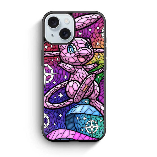 Pokemon Mew Stained Glass Pattern iPhone 15 Case
