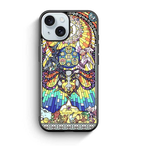 Pokemon Stained Glass Style iPhone 15 Case