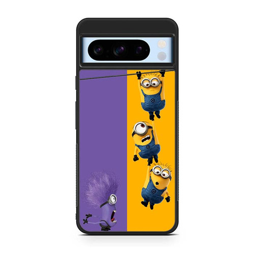 Minions and one purple evil minion. Google Pixel 8 Case
