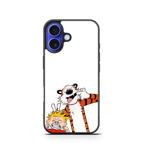 Calvin and Hobbes Making Faces iPhone 16 Case