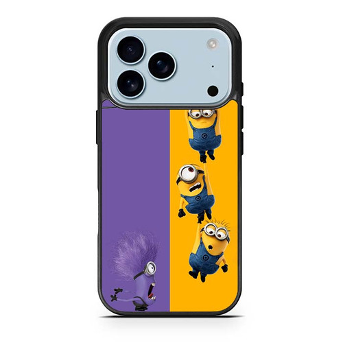 Minions and one purple evil minion. iPhone 17 Pro Case