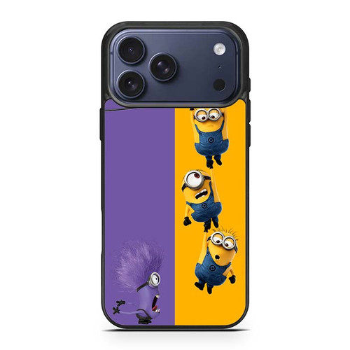 Minions and one purple evil minion. iPhone 17 Pro Max Case