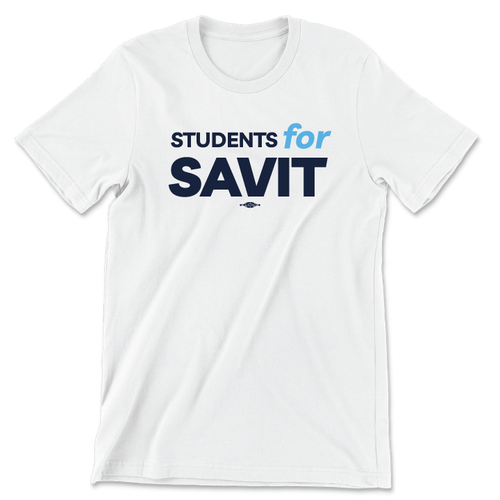 Students For Savit (Unisex White Tee)