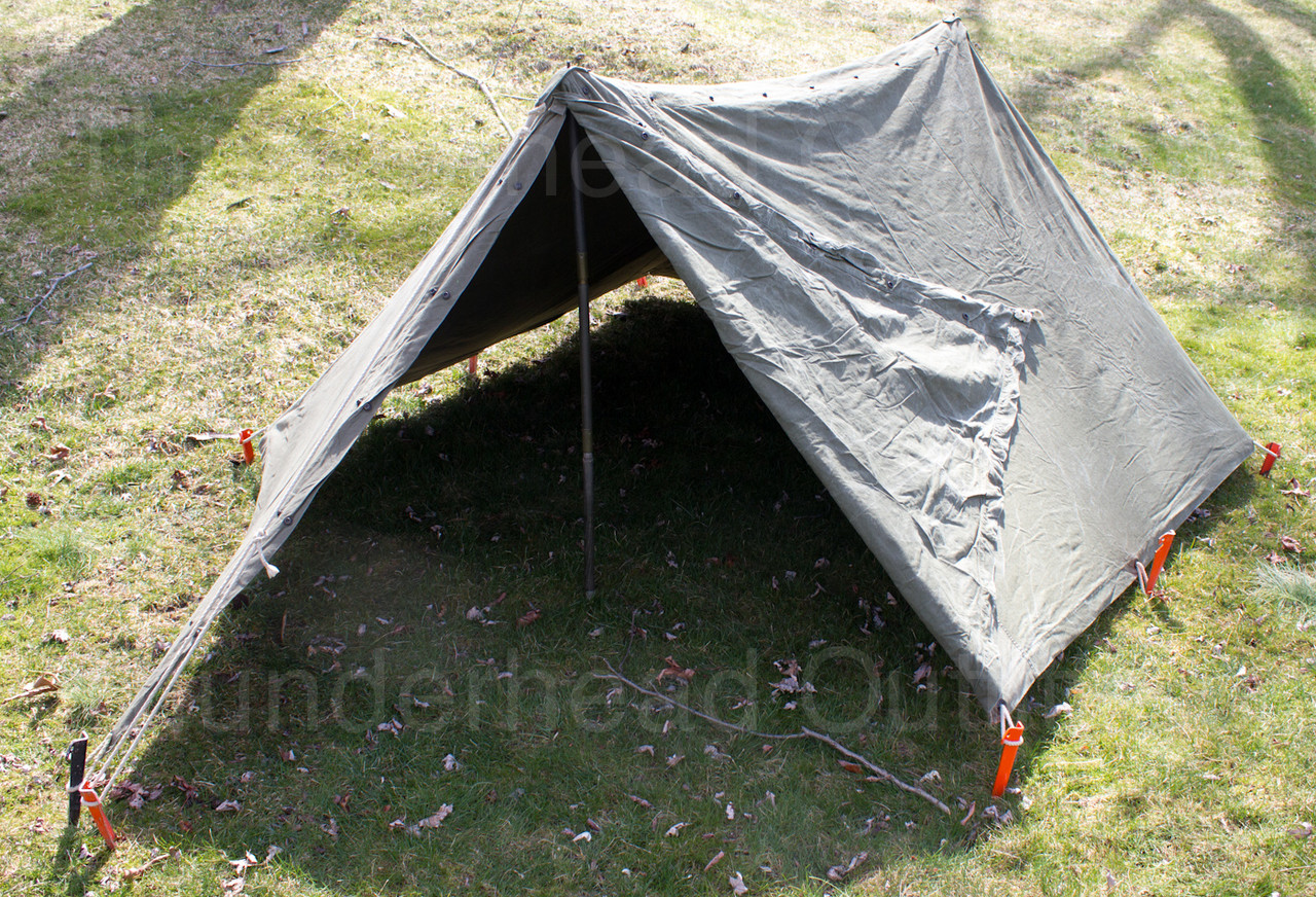 米軍 US Military SHELTER HALF TENT ハーフシェルター PUP TENT パップテント 1991年 2ポール テント アウトドア US Military Pup Tent, 2 Half Shelter Systems, Unused