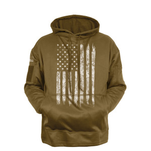 Rothco U.S. Flag Concealed Carry Hoodie: Coyote Brown