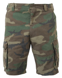 Rothco Vintage Camo Paratrooper Cargo Shorts: Woodland Camo