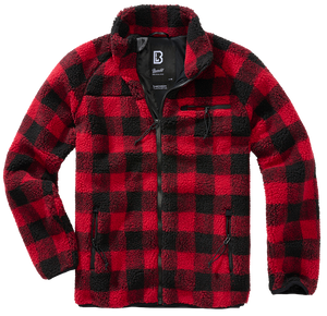 Brandit Fleece Full Zip Jacket: Red / Black