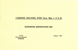 Carbines, Machine, Sten, 9mm Mks. I, II & III Manual (BK110), US Military Manuals