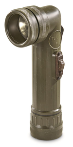 Belgian OD TL122D Anglehead Flashlight, Belgian Military Surplus