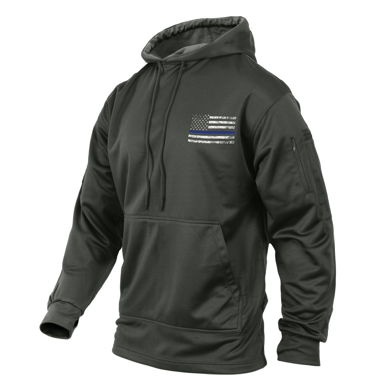 Rothco Thin Blue Line Concealed Carry Hoodie: Gray