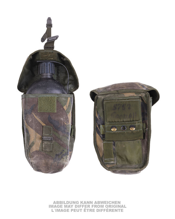 British Black Plastic Canteen w/ Camo Pouch