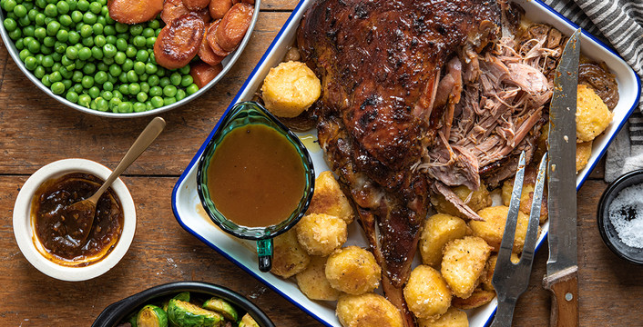 Slow-roasted  Lamb Leg with Tamarind Glaze & Gravy