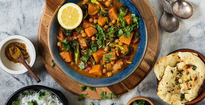Easy Kumara,  Chickpea and Tamarind Curry