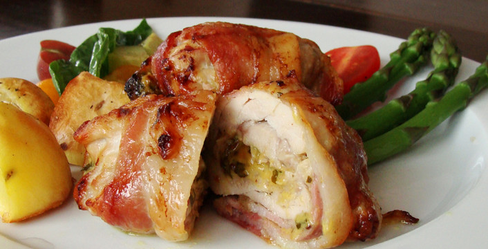Tamarind & Feta stuffed Chicken in Bacon