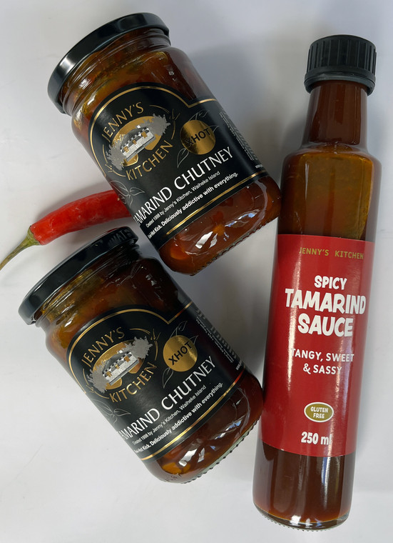 Tamarind Spicy Sauce and X-Hot Chutney 