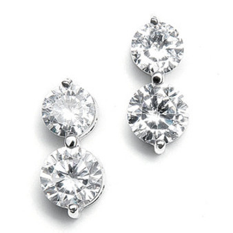 ma 531 Double Rounds Cubic Zirconia Wedding Earrings